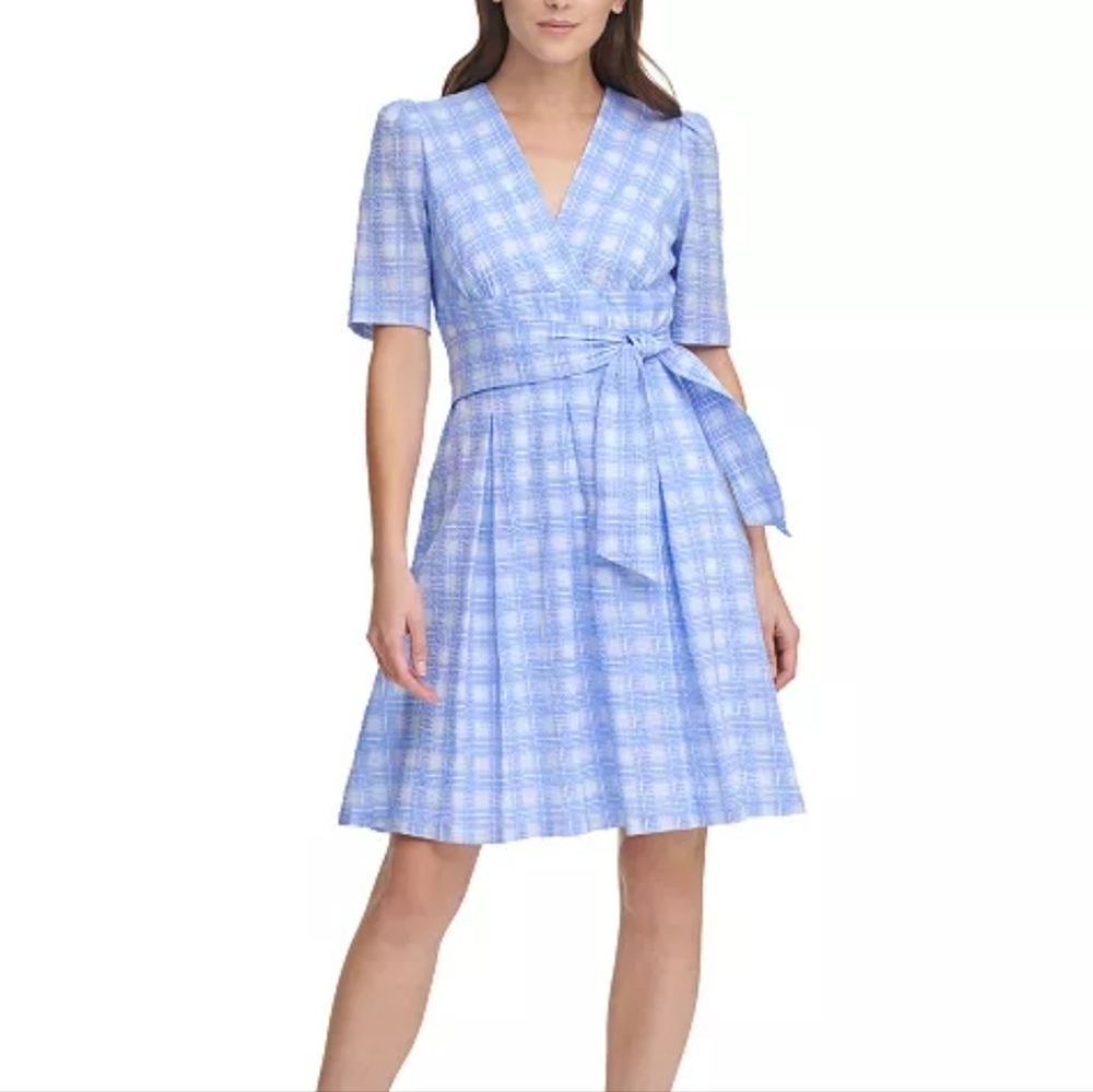 DKNY Puff Sleeve Checkered Dress - Picture 7 of 10